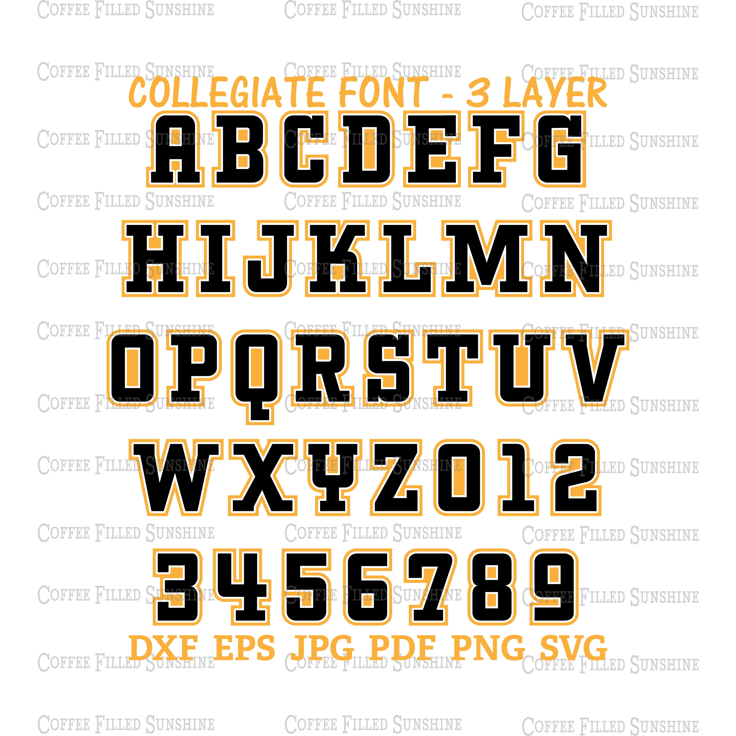 Create Collegiate Text COLLEGIATE FONT - Digital Download - 1 2 3 Layer Cut File, Printable ...