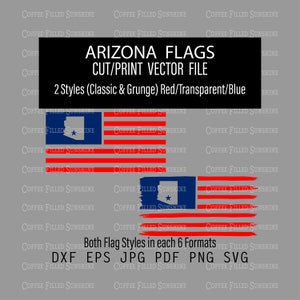 Vlag van ARIZONA - AZ staat knipsel in VS vlag, grunge en klassieke vlag, instant digitale download, dxf eps jpg pdf png svg Coffee Filled Sunshine