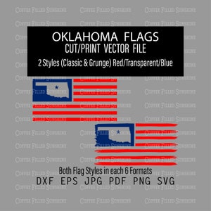 Bandeira OKLAHOMA - Recorte do estado OK na bandeira dos EUA, bandeira grunge e clássica, download digital instantâneo, dxf eps jpg pdf png svg Coffee Filled Sunshine