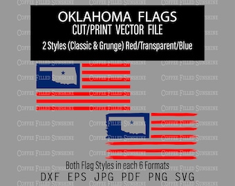 OKLAHOMA Flag - OK State Cutout in USA Flag, Grunge & Classic Flag, Instant Digital Download, dxf eps jpg pdf png svg Coffee Filled Sunshine