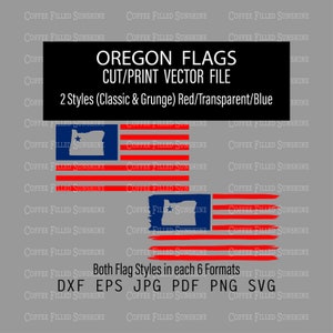 OREGON Flag - OR State Cutout in USA Flag, Grunge & Classic Flag, Instant Digital Download, dxf eps jpg pdf png svg Coffee Filled Sunshine