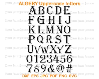 ALGERY MONOGRAM LETTERS - Alphabet Font, Monogram, Digital Cut File, Instant Download dxf eps jpg pdf png svg Coffee Filled Sunshine