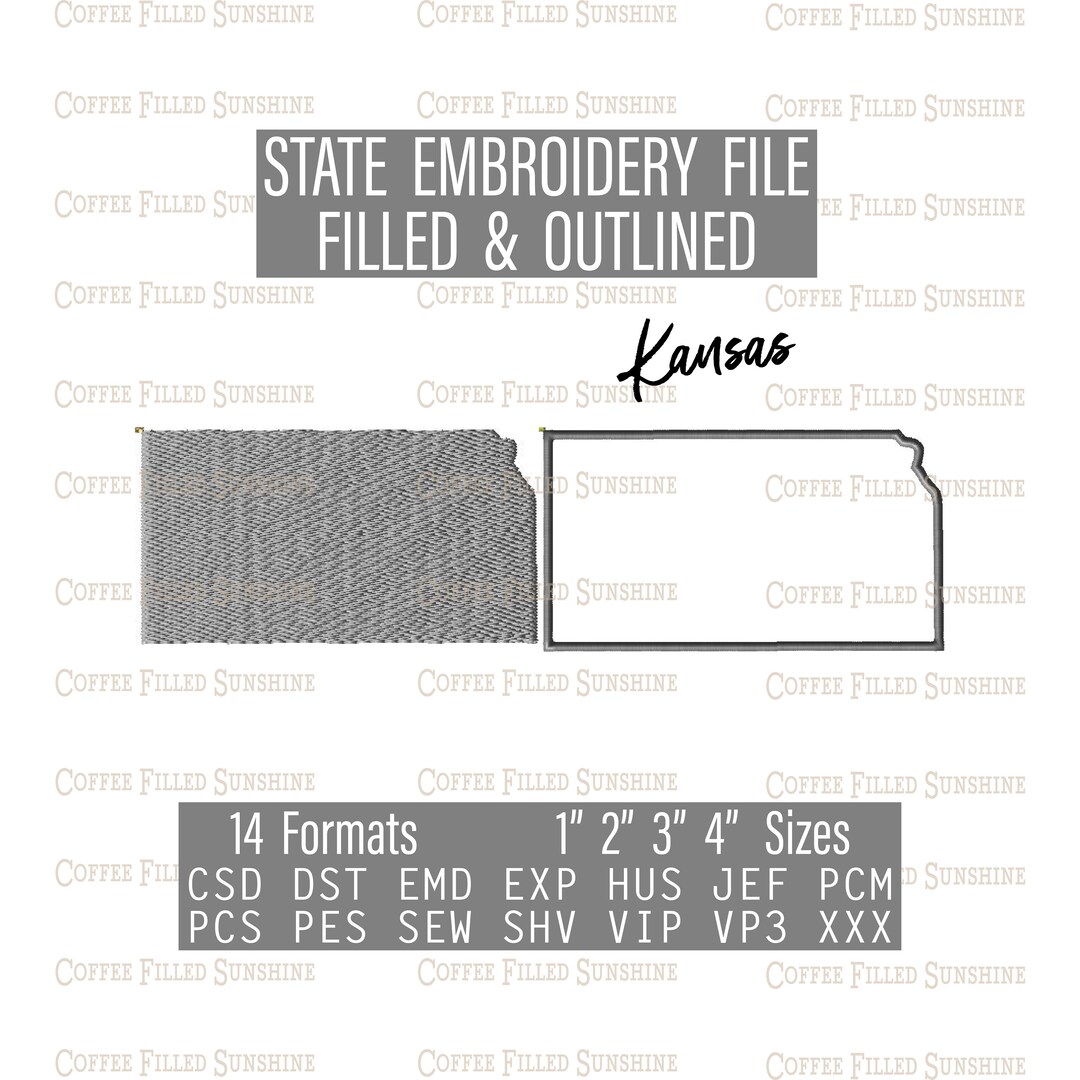 KANSAS EMBROIDERY File - Digital Download, 4 KS Sizes Csd Dst Emd Exp ...