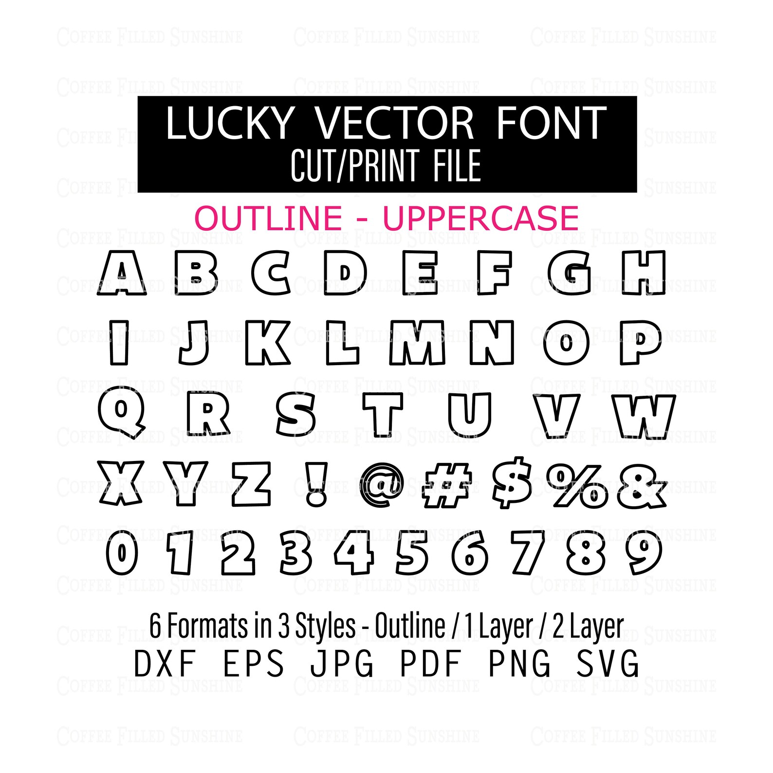 LUCKY VECTOR FONT - Svg Letters, Cutter File, Printable, Digital ...