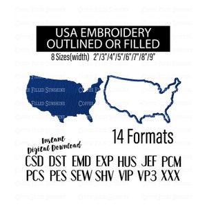 USA Stickerei APPLIQUE Datei - Instant Download, 8 Größen - csd dst emd exp Hus jef pcm bts pes sew shv vip vip3 xxx - Coffee Filled Sunshine