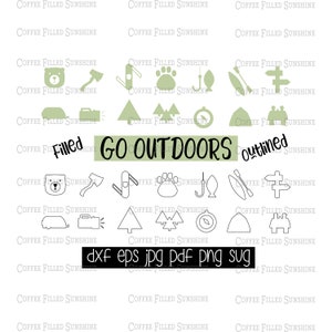 GA BUITEN SVG - Camping, Avontuur, Digitaal Bestand, Cut Print File, Instant Download, dxf, eps, jpg, pdf, png, svg, Coffee Filled Sunshine