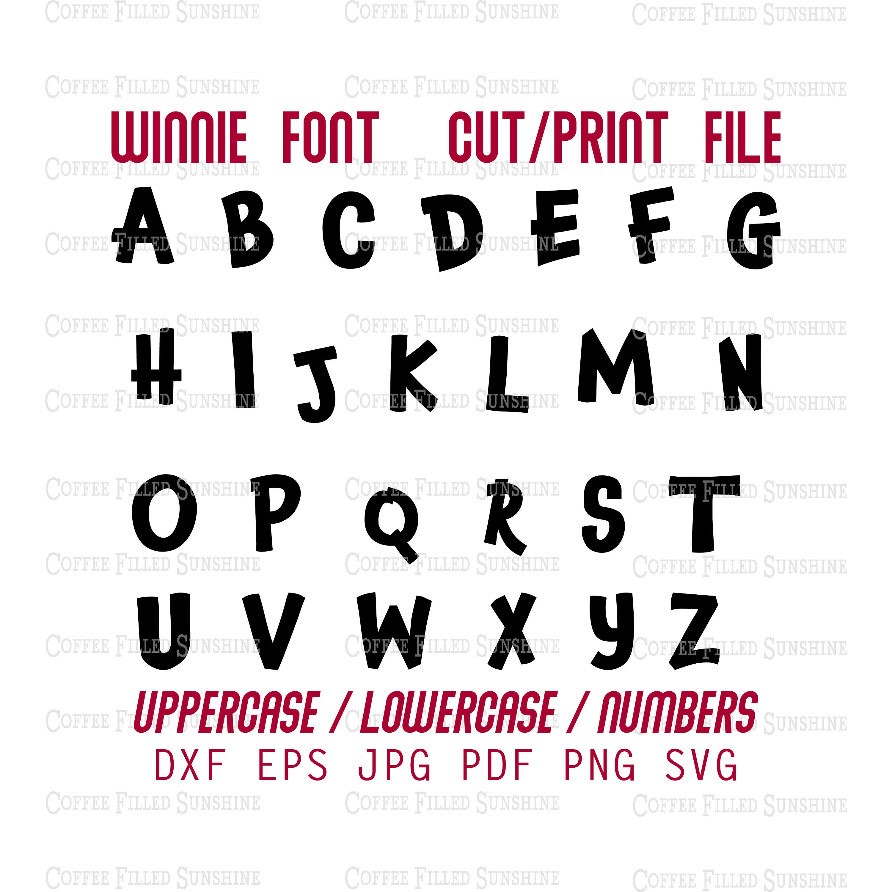 Winnie Lettering WINNIE VECTOR FONT - Quirky Cutter File, Printable, Digital Download ...