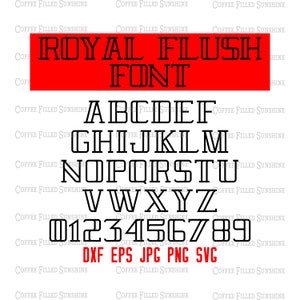 ROYAL FLUSH FONT - Game Night, Casino Card Font, Poker Invitation, Digital Cut File Instant Download dxf eps jpg png svg