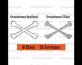 CROSSBONES EMBROIDERY - Halloween Embroidery, October Skull Bones, Instant Download pes plus 13 more formats
