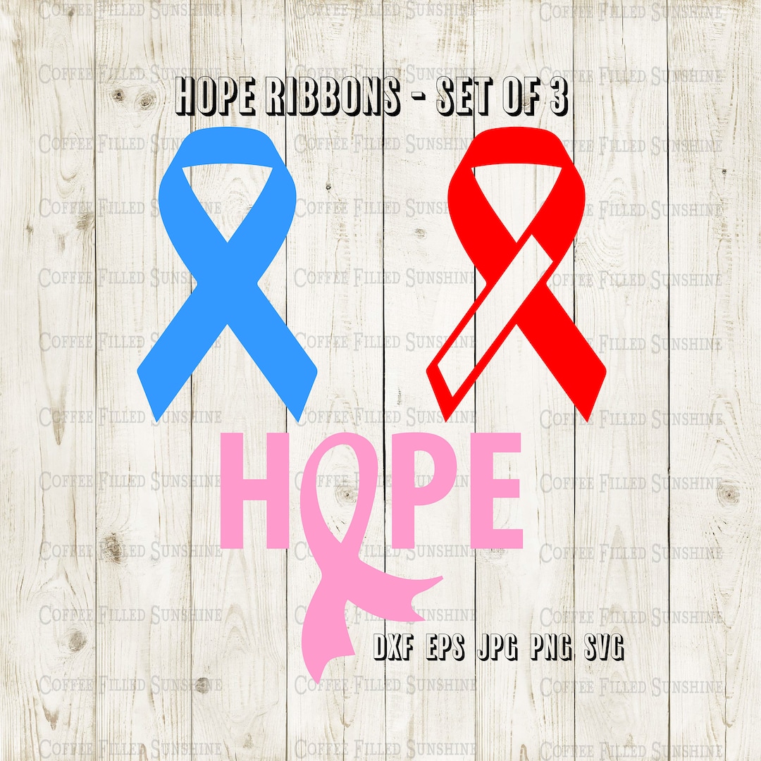 AWARENESS RIBBONS - 3 Styles, Digital Cut File, Cancer Awareness, Hope ...
