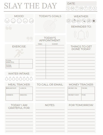 Daily Planner, Daily Habit Tracker, Planner, Simple Planner for