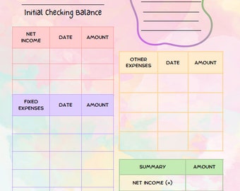 Colorful Monthly Budget Printable Sheet PDF Budget Planner - Etsy
