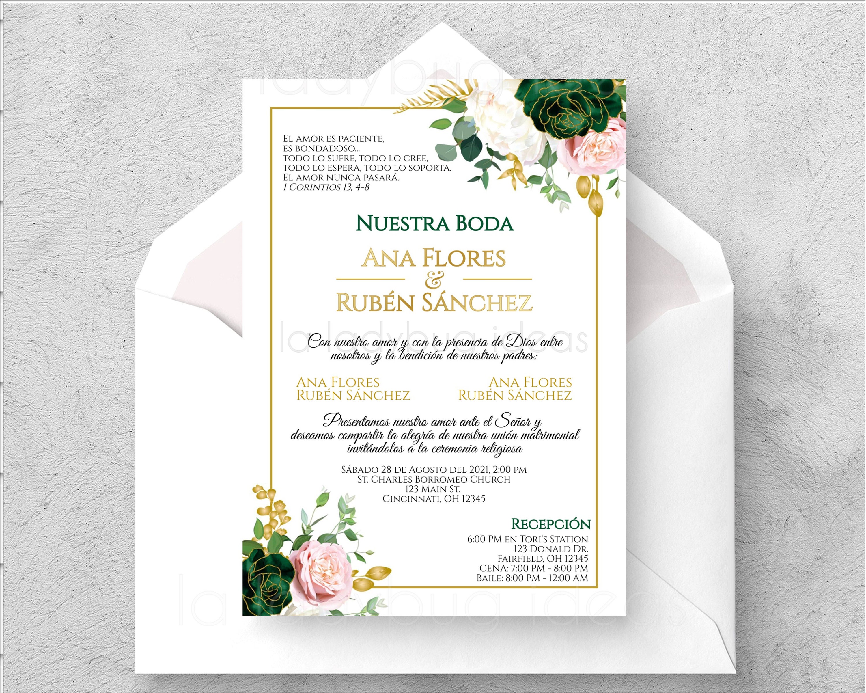 caminar El extraño Celsius Invitaciones De Boda Para Editar/imprimir En Español Verde - Etsy