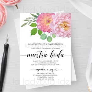 Invitaciones para boda. Invitacion para editar/imprimir flores | Etsy México