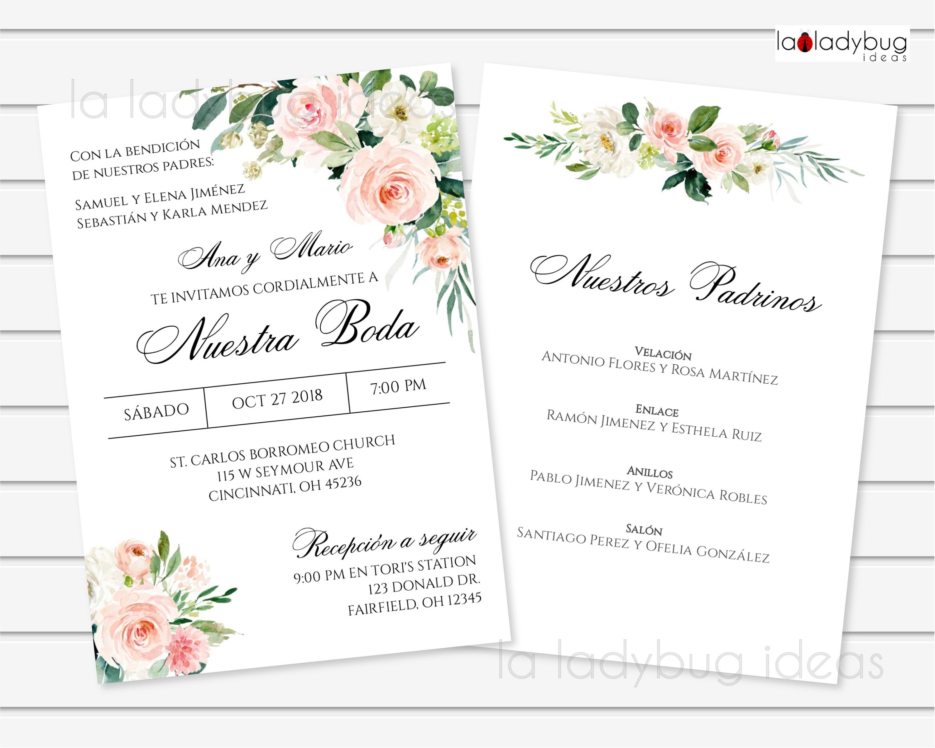 Invitaciones De Boda Para Editar/imprimir En Español. Invitación Boda