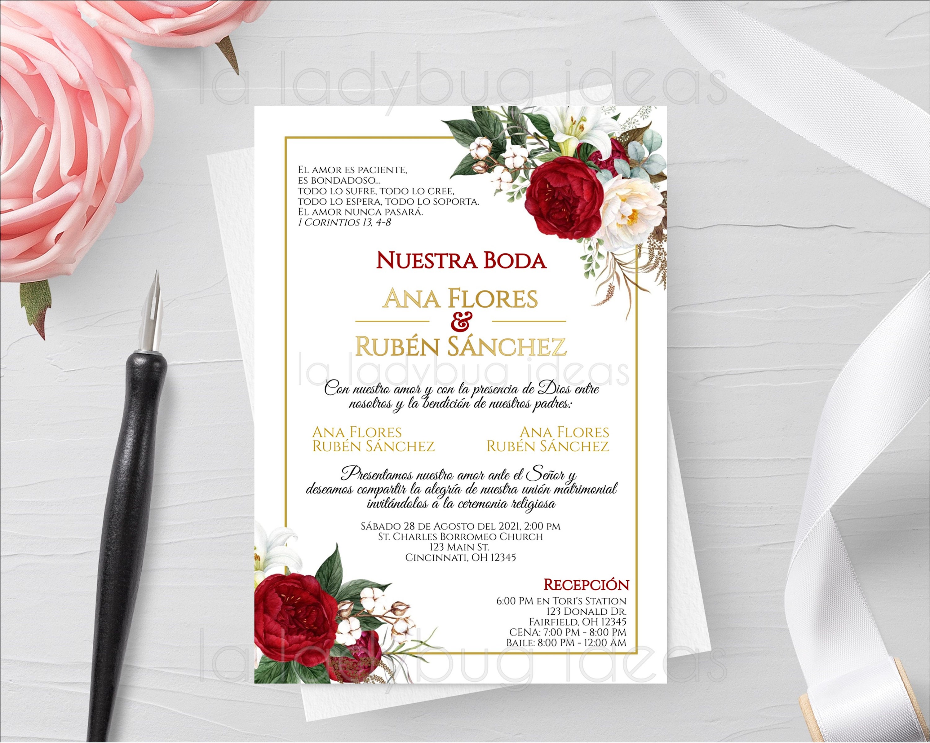 Invitaciones De Boda Para Editar/imprimir En Español Roja Y - Etsy Sweden Invitaciones De Boda Para Editar/imprimir En Español Roja Y - Etsy Sweden