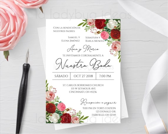 Invitaciones de boda para editar/imprimir. Invitación boda en - España