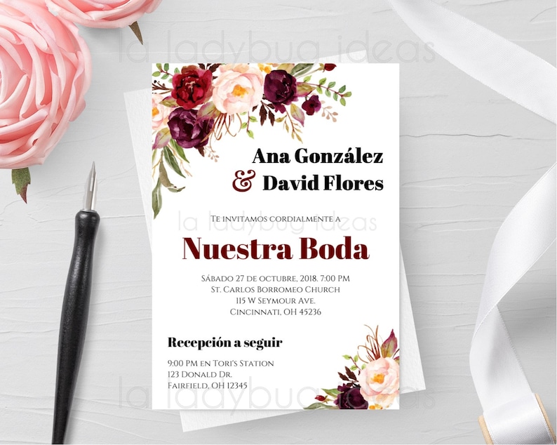 Invitaciones de boda para editar/imprimir. Editable Etsy