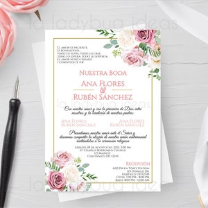 Invitations de boda para editar/imprimir en español, verde esmeralda. Faire-part de mariage espagnol vert émeraude. Invitation de boda.