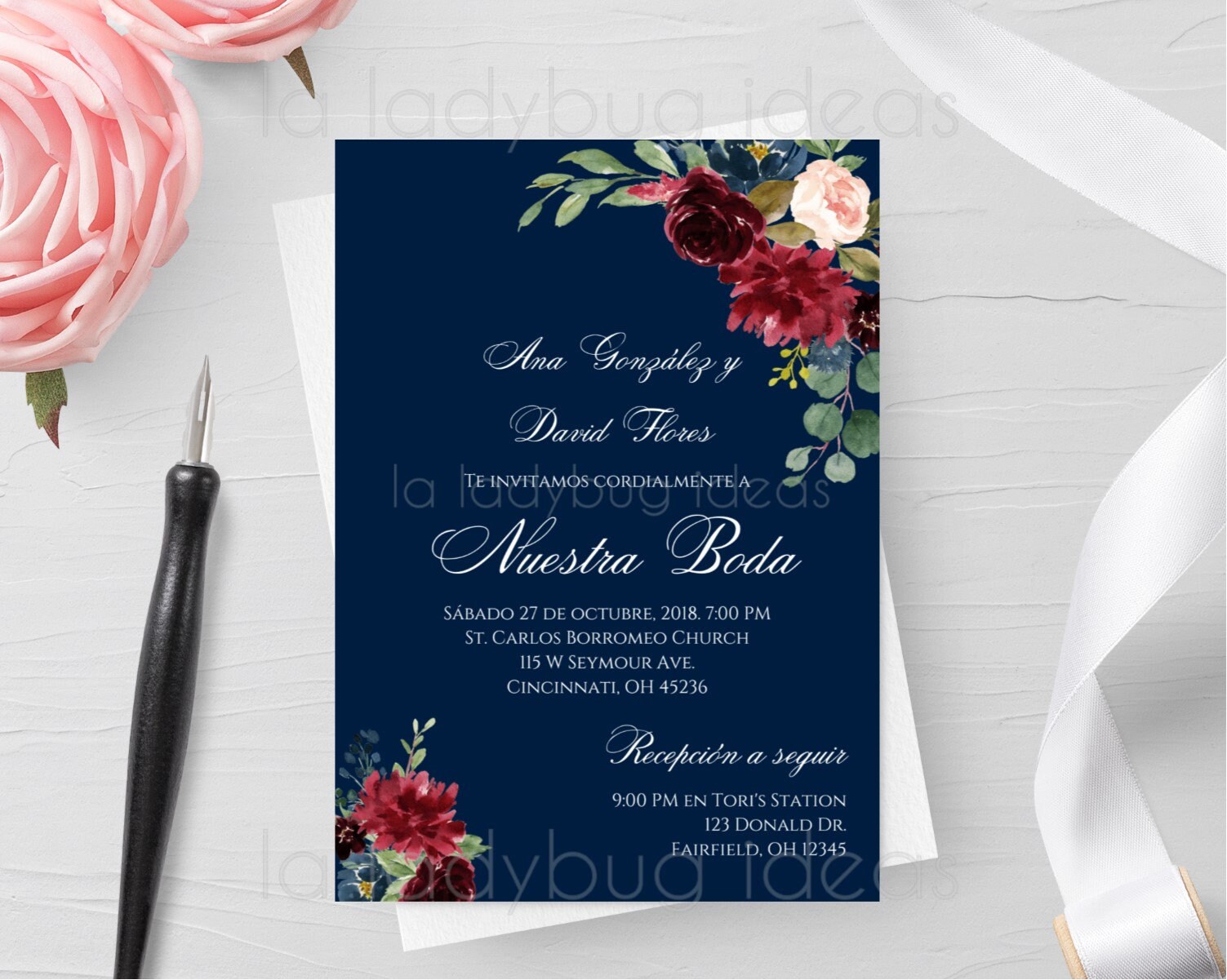 Editable Invitation. Navy and Burgundy. Invitaciones De Boda - Etsy Editable Invitation. Navy and Burgundy. Invitaciones De Boda - Etsy