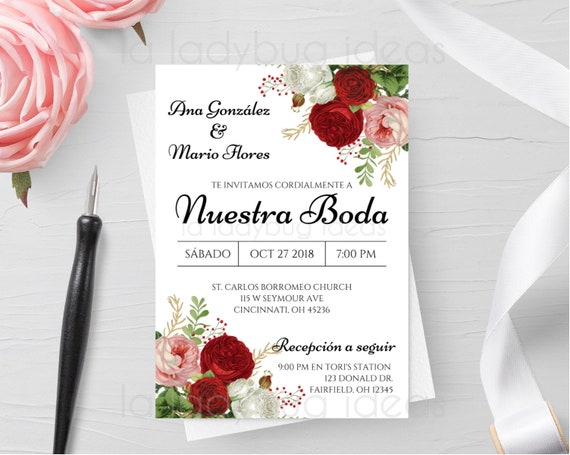 doblado Arado Fobia Invitacion Boda Para Editar/imprimir. Invitación Boda En - Etsy Israel