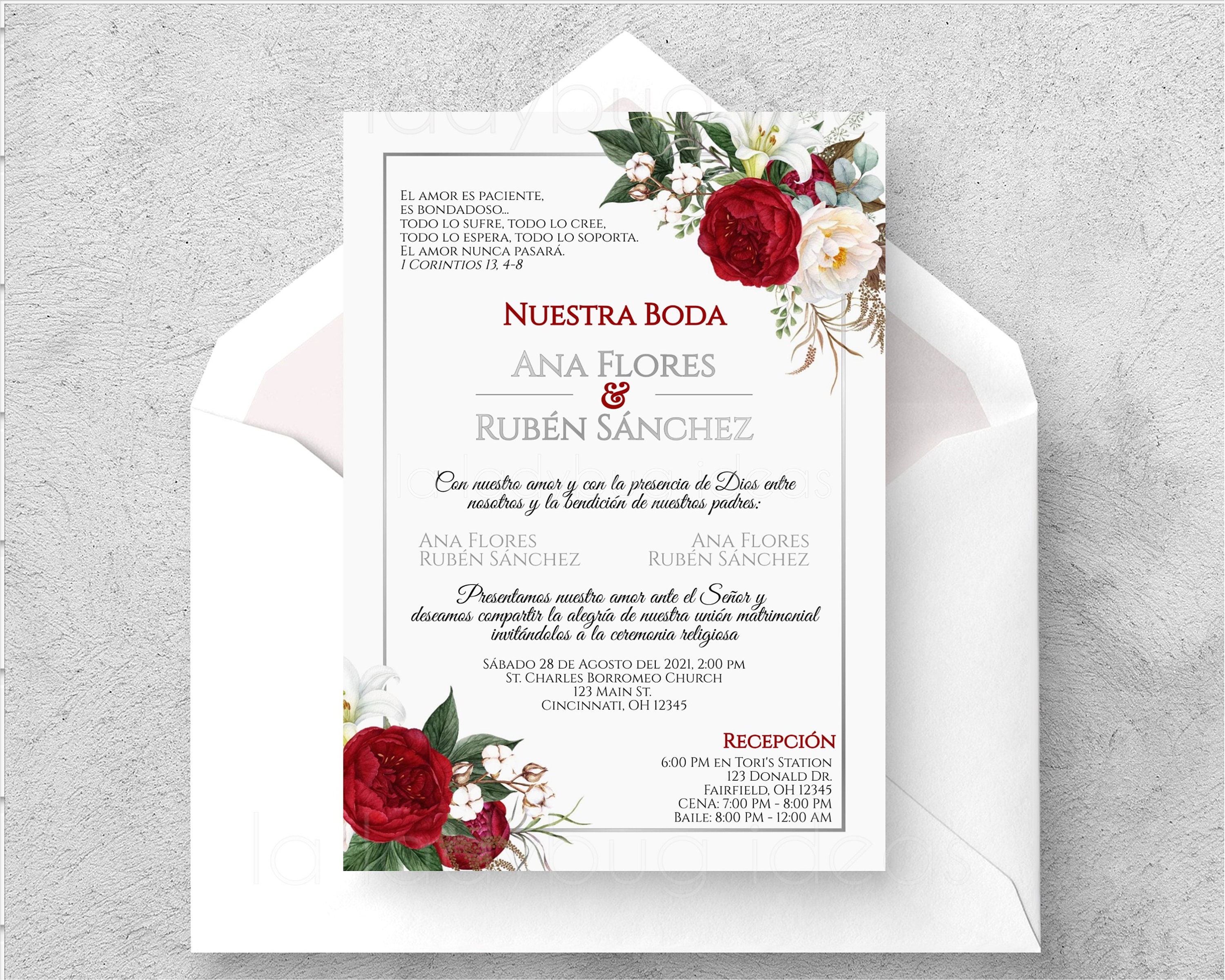 De Boda Editar/imprimir En Español Roja Y - Etsy