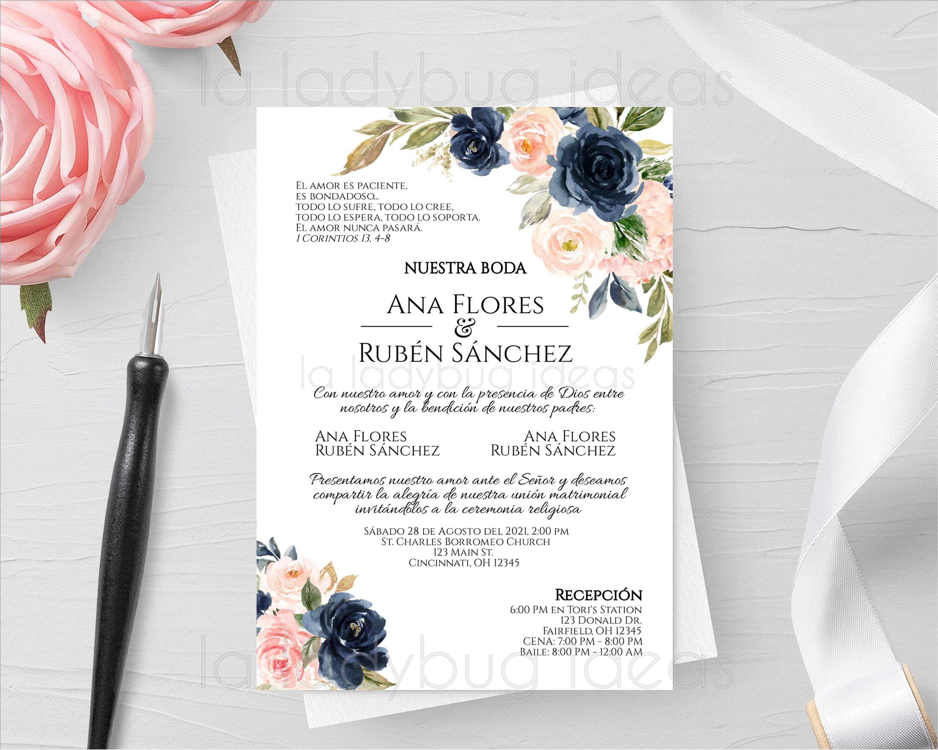 Invitacion boda para editar/imprimir color azul. Invitaciones Etsy España