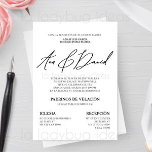 Invitacion boda para editar/imprimir. Invitaciones de boda. Digital. Printable Wedding Invitation Spanish