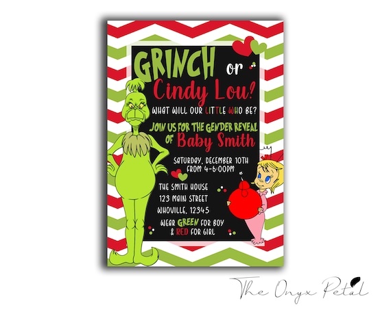 Grinch Christmas Party Birthday Invitation and Thank You Card -   Portugal