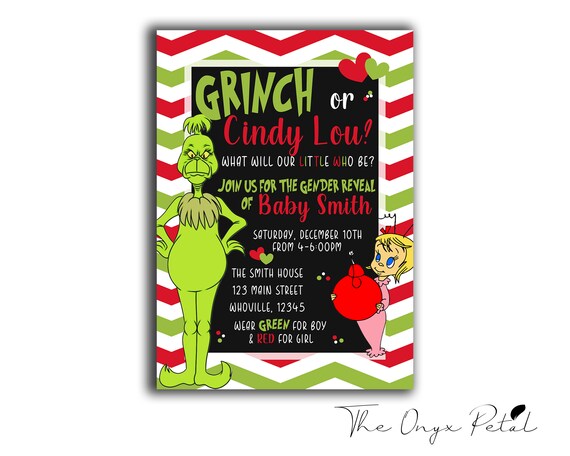 Grinch Christmas Party Birthday Invitation and Thank You Card -   Portugal