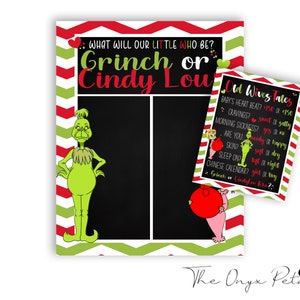 Grinch Christmas Gender Reveal bundle, Gender Reveal Decor, Cast Your Vote, Old Wives Tale, Little Who Gender Reveal, Instant Download