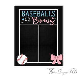 Baseballs Or Bows Gender Reveal Vote, Gender Reveal Decor, Cast Your Vote, Sport Gender Reveal Party, Baseball Or Bows, Instant Download