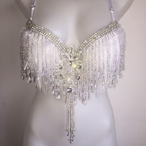 CUSTOM SIZE Angel costume EDC rave bra outfit adult costume bride angel dance burlesque cosplay samba carnival feather women's image 1