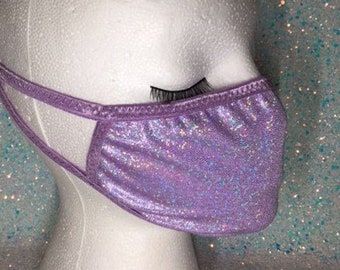 Lavender AB Mystique Face Mask | WASHABLE REUSABLE holographic cute shiny sparkle face mask facemask adult women fashion mask nail tech RD31