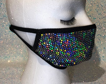 Holographic Sequin Dots Face Mask | face mask facemask adult women fashion mask nail tech mask RD1