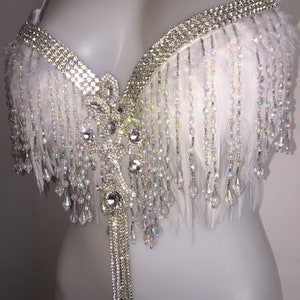 CUSTOM SIZE Angel costume EDC rave bra outfit adult costume bride angel dance burlesque cosplay samba carnival feather women's image 6