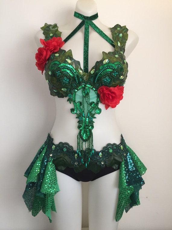 Custom Size Poison Ivy Costume Edc Rave Bra Top Outfit Etsy Custom Size Poison Ivy Costume Edc Rave Bra Top Outfit Etsy