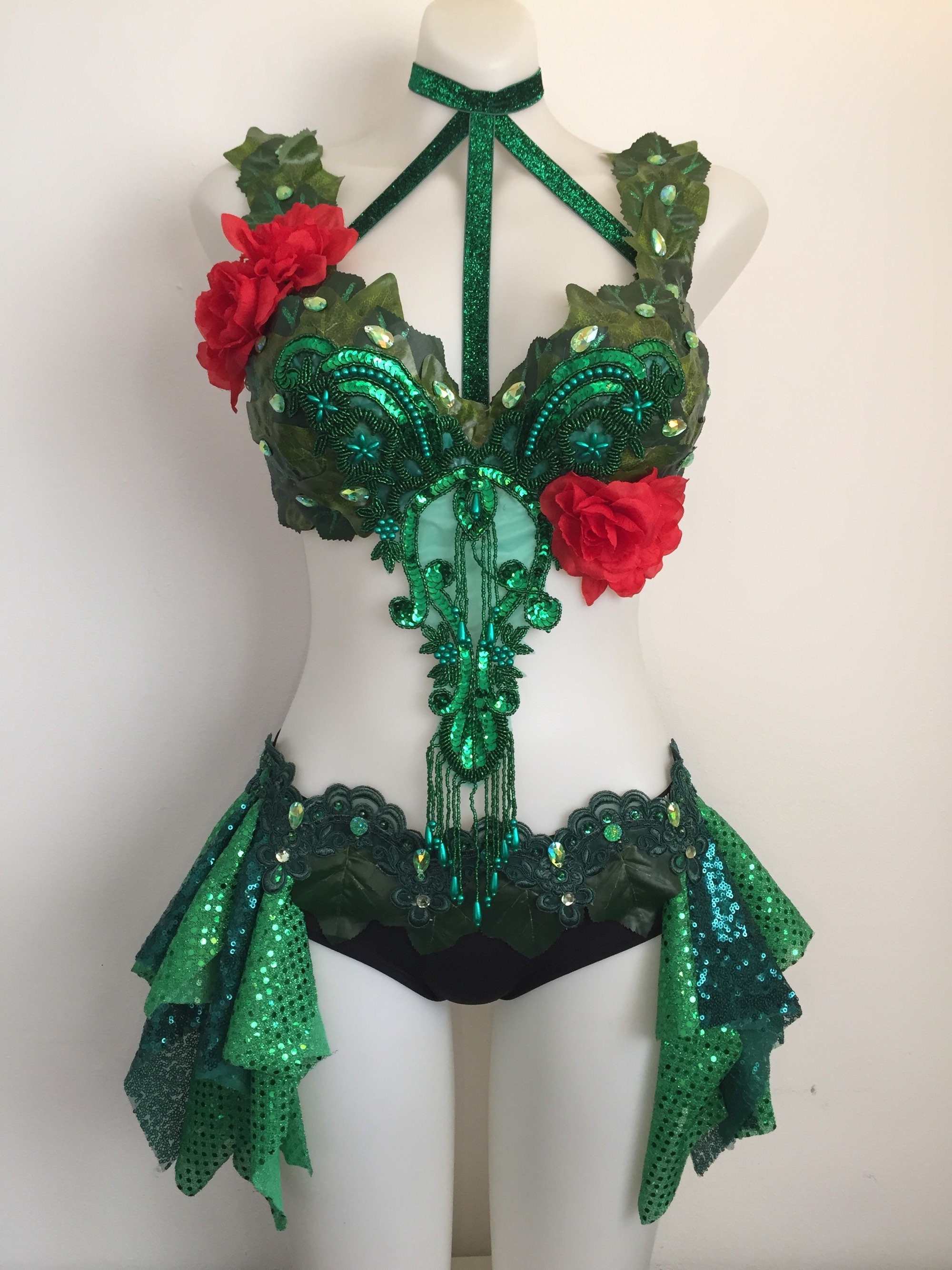 CUSTOM SIZE Poison Ivy Costume Bra Top Outfit Etsy UK