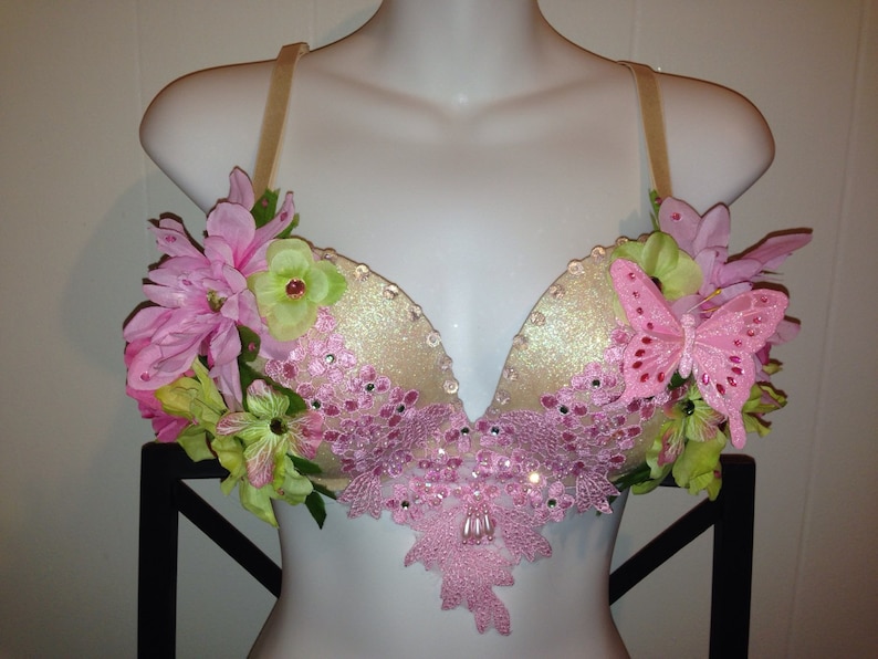 CUSTOM SIZE Garden Fairy Made to order in your size rave bra outfit, edc, costume, cosplay, burlesque UMF Ultra Beyond fairy image 2