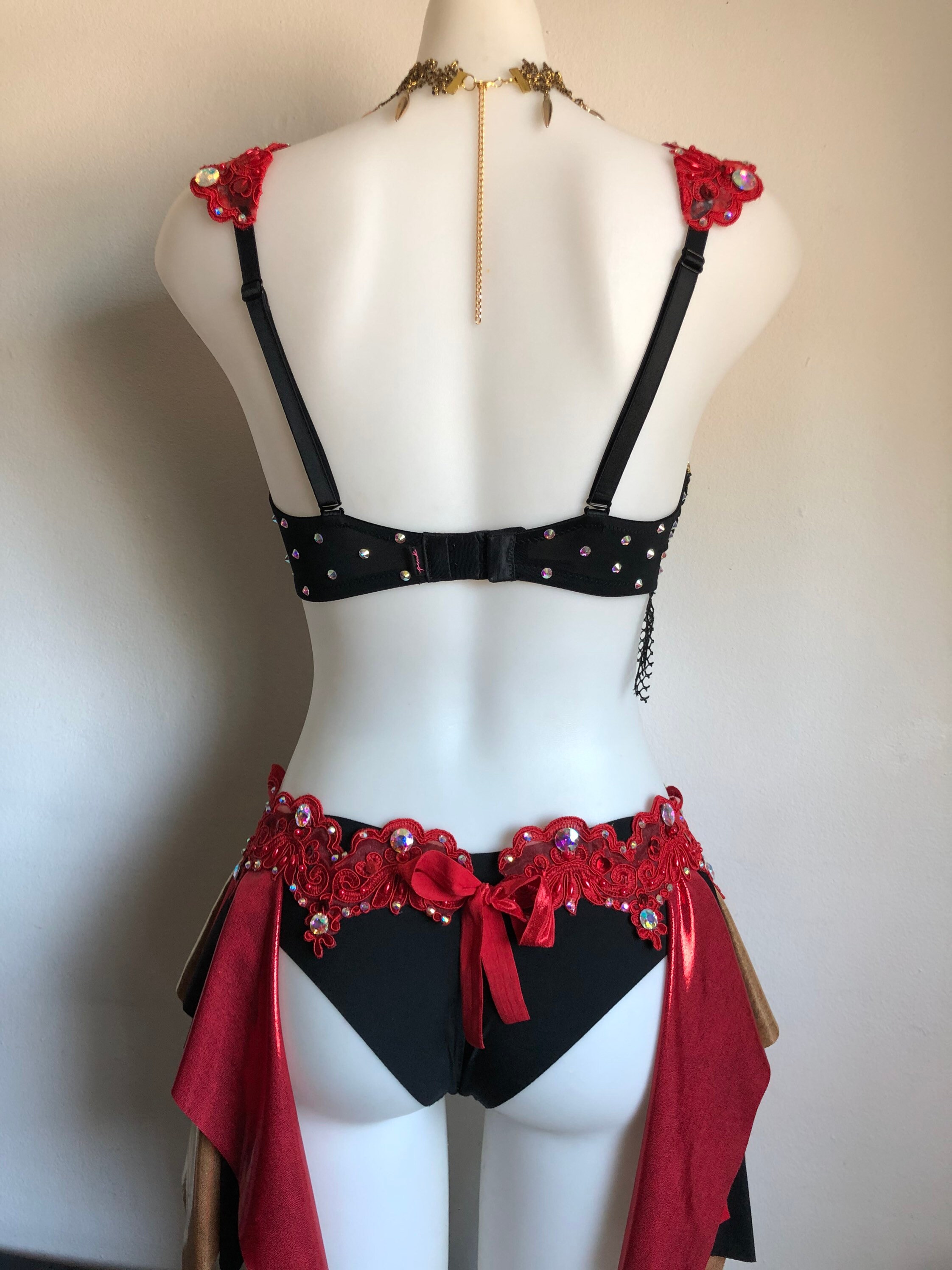 CUSTOM SIZE Sexy Pirate Outfit Womens Adult Costume Rave Bra Festival  Cosplay Halloween EDC Sailor Red Black Gold Ringleader 