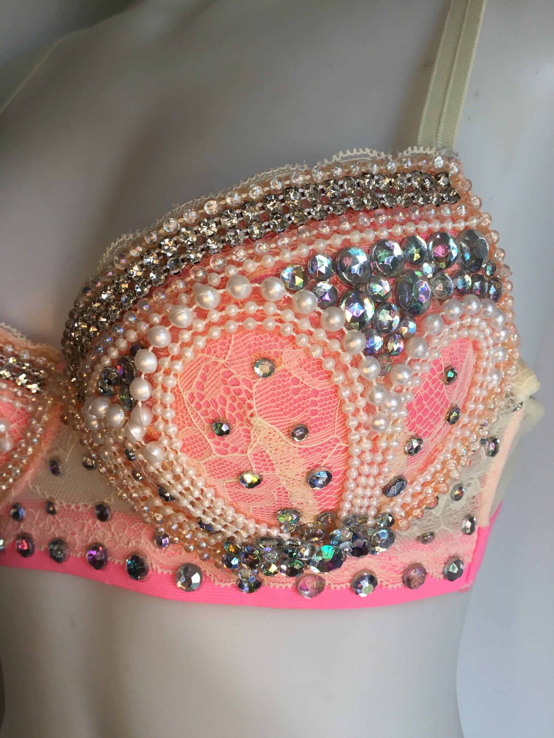 36B PREMADE Pink Dazzle Mermaid Bra Rave Bra Costume EDC UMF Etsy