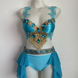 CUSTOM SIZE- Princess Jasmine costume | adult sexy Halloween rave bra outfit belly dance dancer cosplay Disney