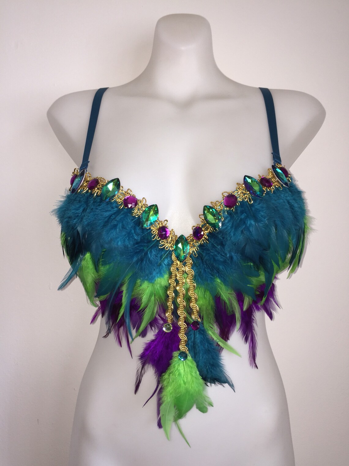 CUSTOM SIZE Samba Carnival Feather Bra EDC Rave Bra Dance - Etsy