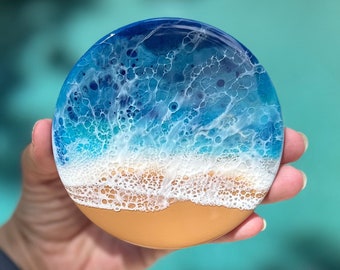 Resin Ocean Coaster Set - Housewarming gift - Epoxy Resin Wave Art - Wedding Gift - Realtor Closing Gift - Mother's Day Gift