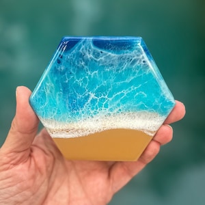 Resin Ocean Wave Coaster: Beach Coastal Home Decor