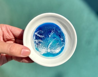 Handmade Ceramic Ocean Wave Ring Dish – Coastal Engagement Gift