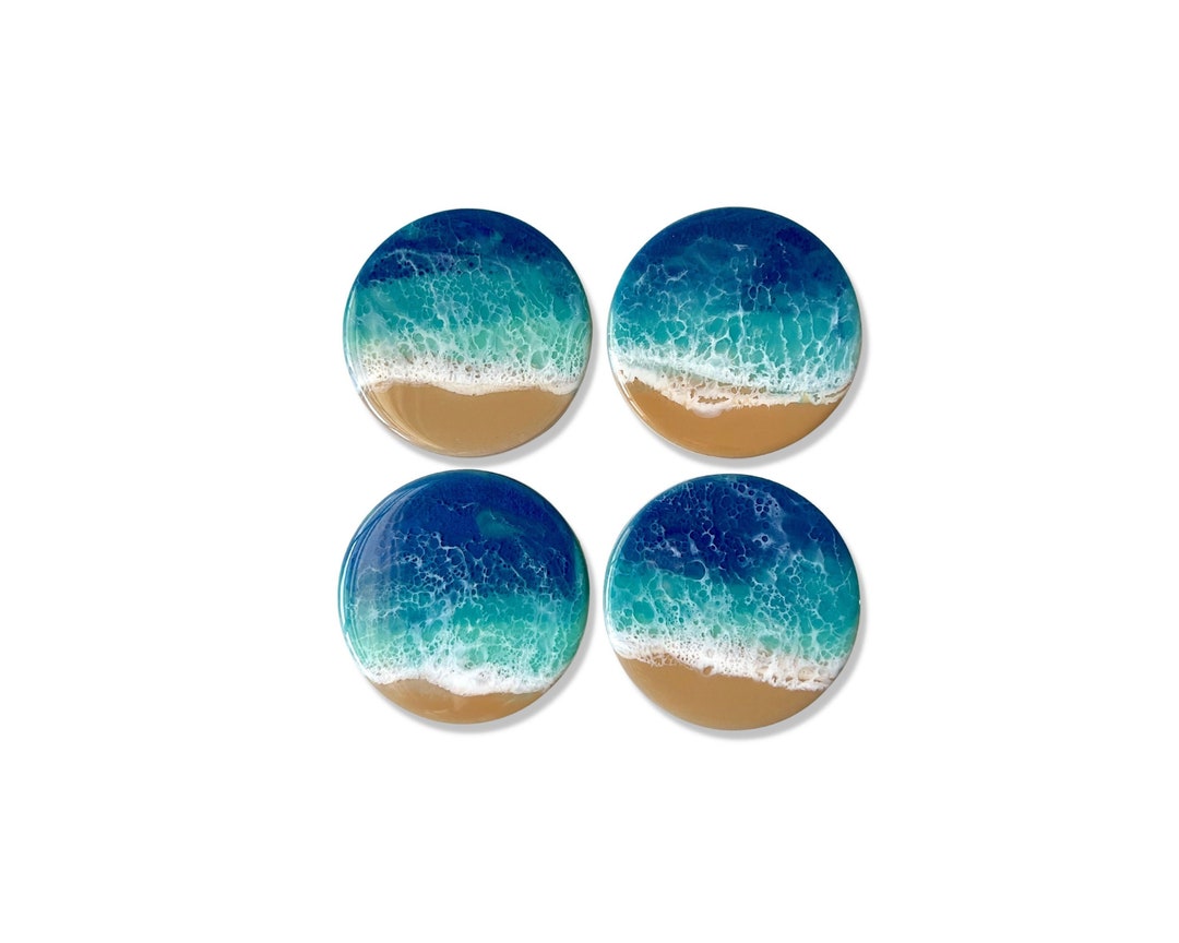 Resin Ocean Coaster Set Housewarming Gift Beach Ocean - Etsy