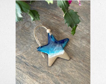 Ocean Resin Star Christmas Ornament  - Resin wave art - Beach Home Christmas Decor - Epoxy Resin Star - Christmas Tree Decor Beach