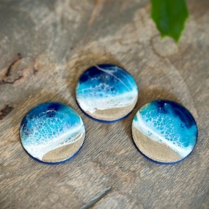 Ocean Resin Magnets Set of 3 - Fridge Magnets - Ocean Party Favor - Hostess Gift - Surf Party Favor - Beach Wedding Favor - Beach Home Gift