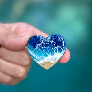 Fridge Magnets Ocean Resin Heart Magnet Set Ocean Resin Art Home Accessory Mothers Day Gift Ocean Party Favor Beach Wedding Favor image 1